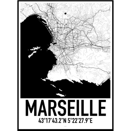 Marseille Karta Poster