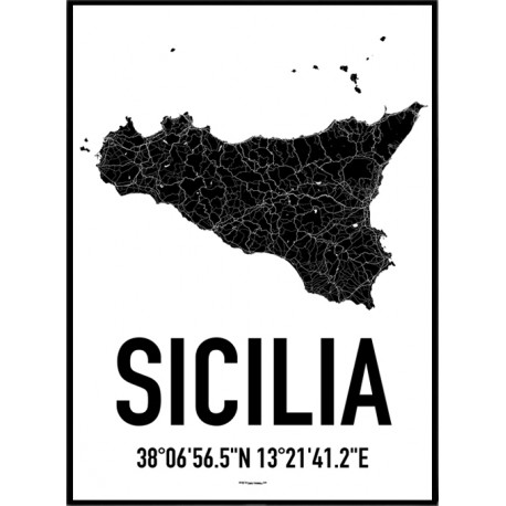 Sicilien Karta Poster