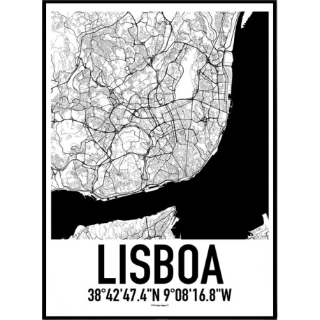 Lissabon Karta Poster