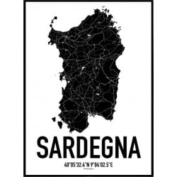 Sardinien Karta Poster