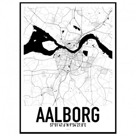 Aalborg Karta Poster. Köp stadskartor, världskartor, USA-kartor på