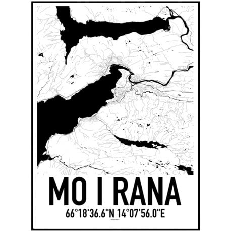 Mo I Rana Karta Poster. Köp inredning online hos Wallstars! Snabba