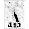 Zürich Karta Poster