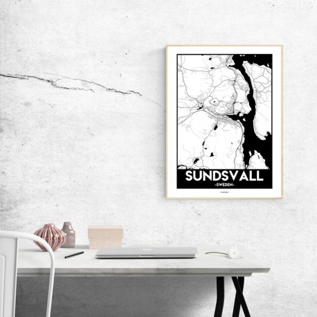 Sundsvall Urban Poster. Köp Stadskartor och Sverigekartor hos Wallstars