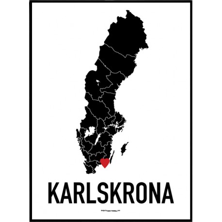 Karlskrona Heart. Köp Stadskartor och Sverigekartor hos Wallstars
