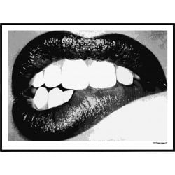 Lips Black Poster