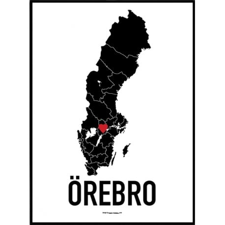 Örebro Heart Poster. Köp Stadskartor och Sverigekartor hos Wallstars