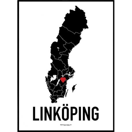 Linköping Heart Poster. Köp Stadskartor och Sverigekartor hos Wallstars