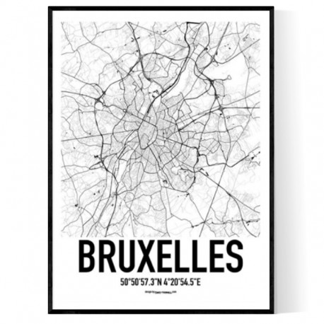 Bryssel Karta Poster