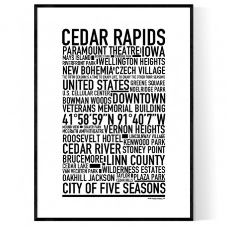 Cedar Rapids Poster. Text-tavlor och text-posters online.