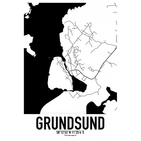 Grundsund Karta Poster. Hitta dina posters online hos Wallstars