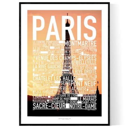 Paris Sunset Text Poster