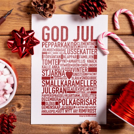 God Jul Burgundy Poster