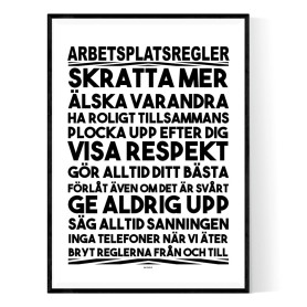 Arbetsplatsregler Poster