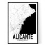 Karta över Alicante, Spanien.