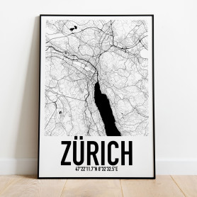 Zürich Karta Poster