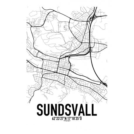 Sundsvall Karta Poster. Hitta dina posters online hos Wallstars