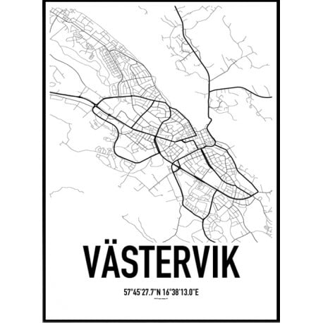 Västervik Karta Poster. Hitta dina posters online hos Wallstars