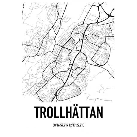 Trollhättan Karta. Hitta dina posters online hos Wallstars