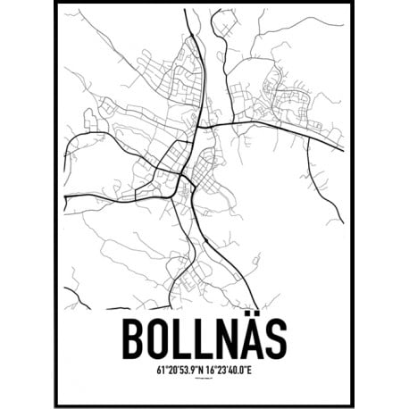 Bollnäs Karta Poster. Hitta dina posters online hos Wallstars