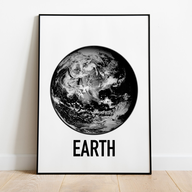Earth Jordglob svartvit