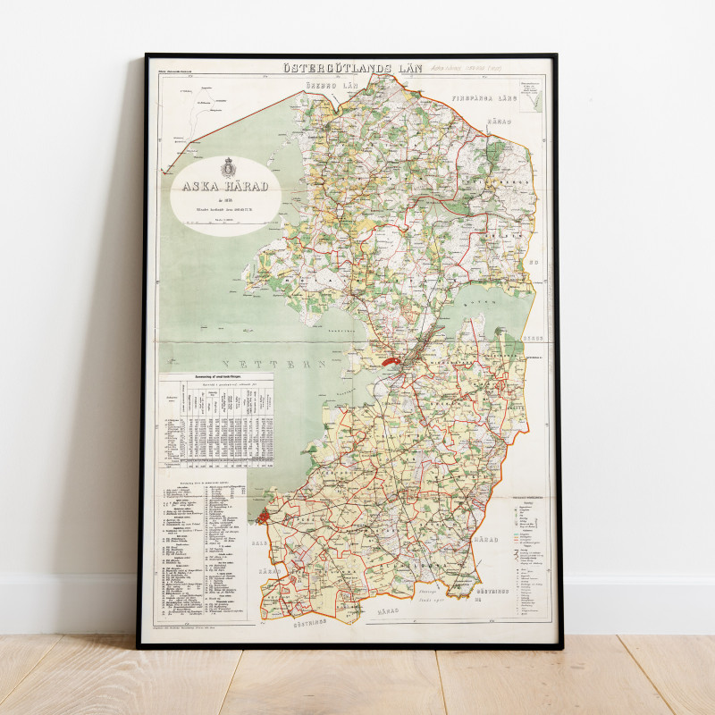 Aska Härad Historisk Karta 1874