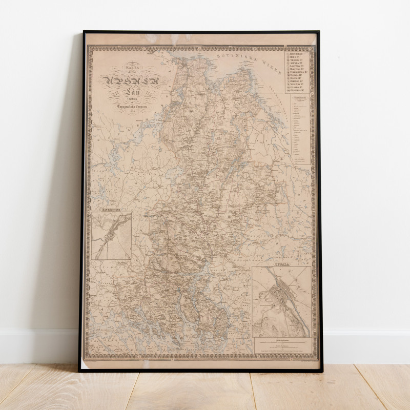 Uppsala Län Historisk Karta 1850