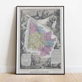 Bordeaux Gironde Historisk Karta 1861