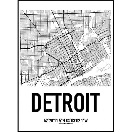 Detroit Karta Poster